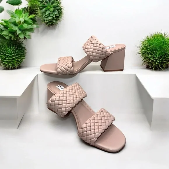 Steve Madden Daphne Braided Block Heel 10M Taupe - Picture 7 of 7